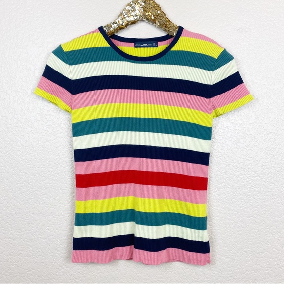 Zara Tops - Zara • Striped Ribbed Knit Top
